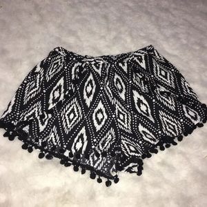 Black And White Patterned Shorts